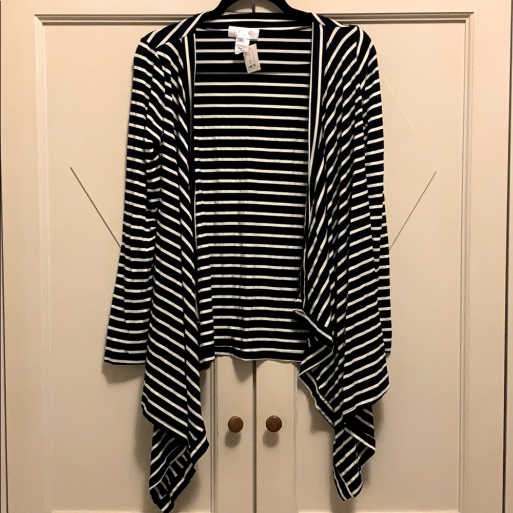 Navy and white long sleeve stretch wrap
